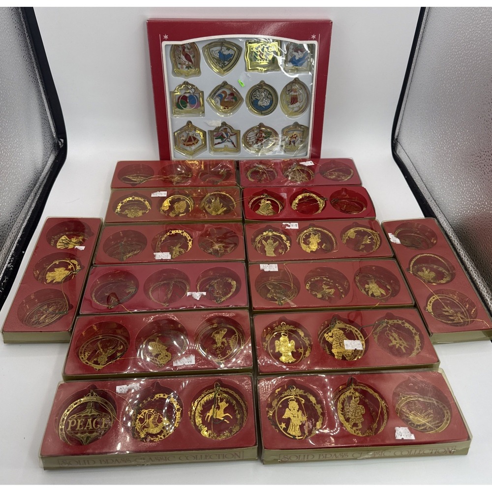 Vintage Solid Brass Classic Collection 12 Days of Christmas Ornaments Plus 42